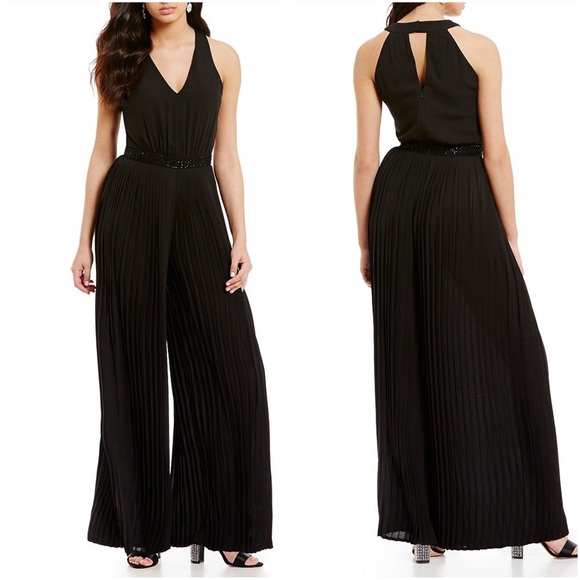 Laundry By Shelli Segal Pants - Laundry By Shelli V-Neck Pleated Jumpsuit Black